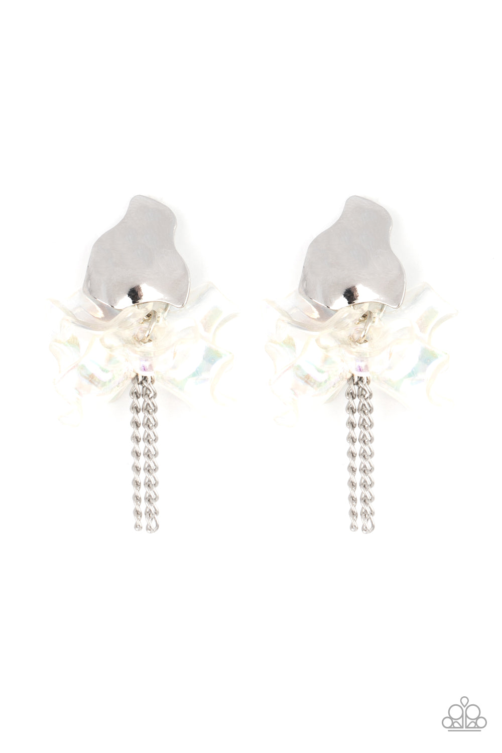 Harmonically Holographic - White post earring 2220