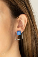 Load image into Gallery viewer, FLAIR and Square - Blue jacket post earring 2195
