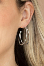 Load image into Gallery viewer, Rustic Curves - Silver hoop earring B053

