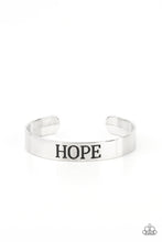 Load image into Gallery viewer, Hope Makes The World Go Round - Silver cuff bracelet B079
