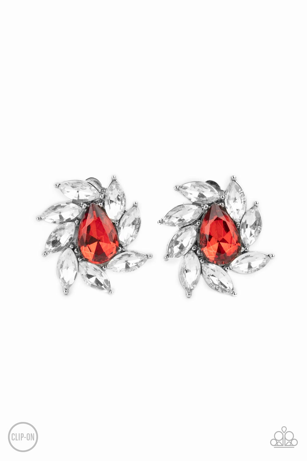 Sophisticated Swirl - Red clip-on earring B095