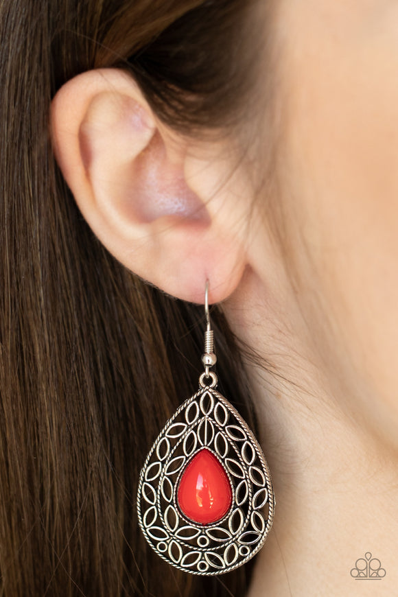 Fanciful Droplets - Red Earrings A068