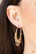 Load image into Gallery viewer, Happy Independence Day - Gold hoop earring D010
