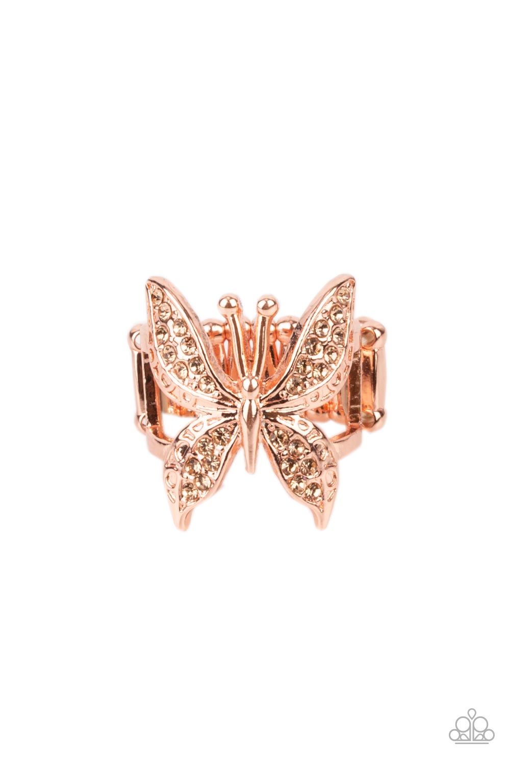 Blinged Out Butterfly - Copper ring 1767