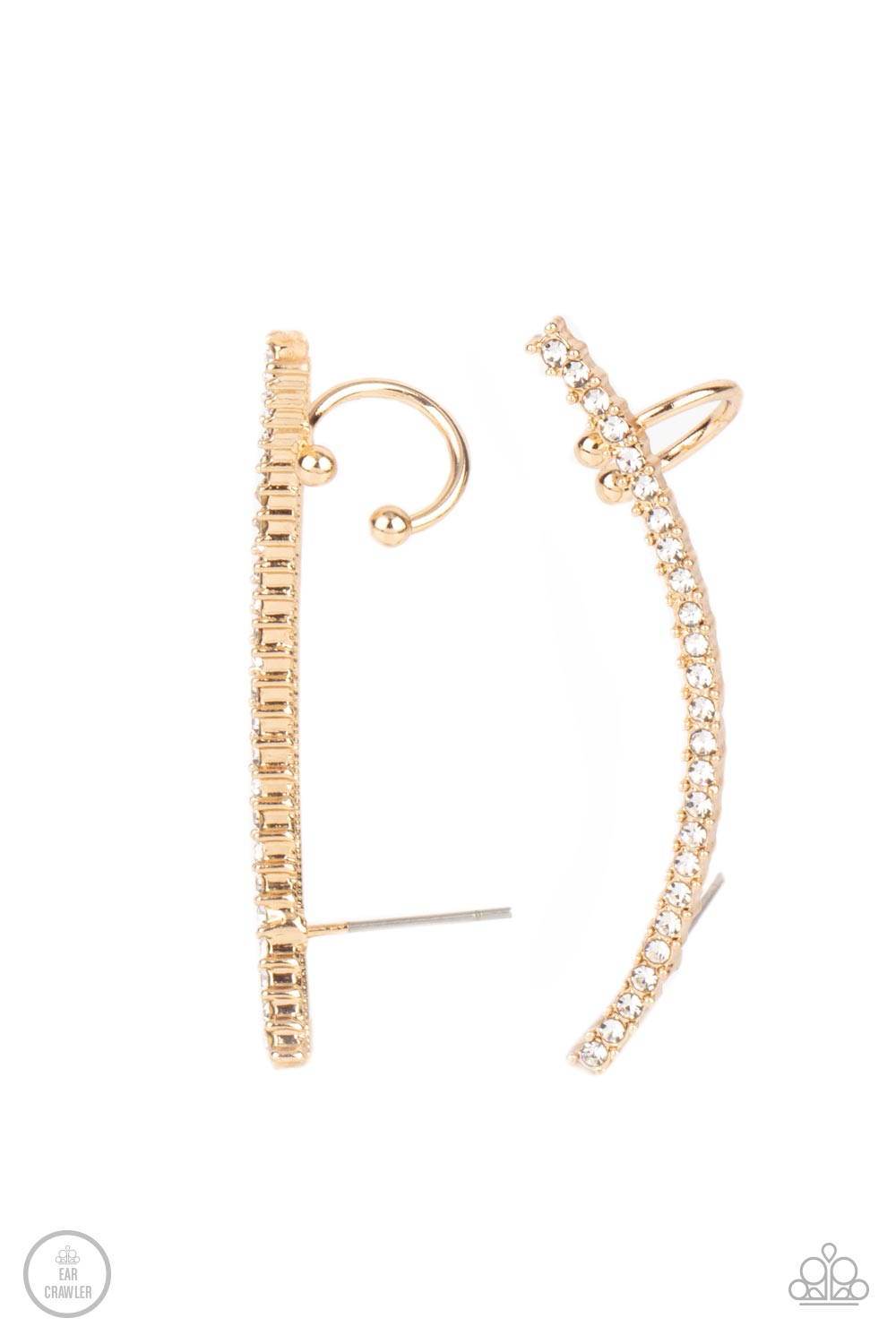 Sleekly Shimmering - Gold ear crawler earring D064