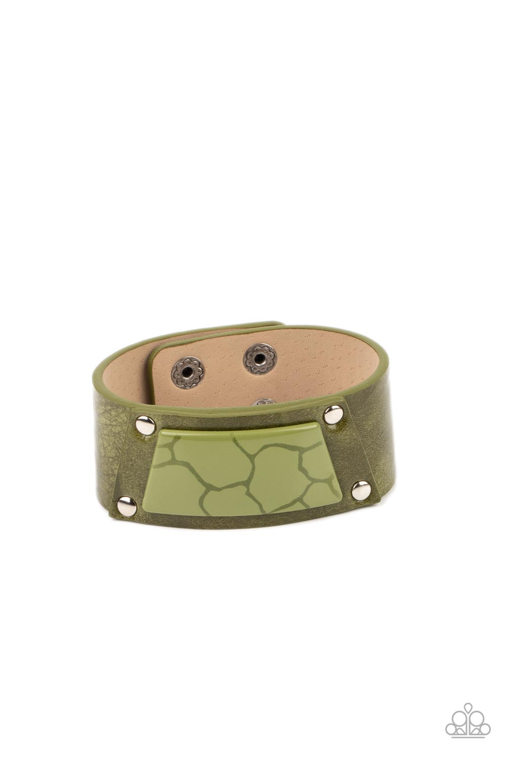 Paparazzi Geo Glamper - Green snap bracelet B069