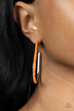 Load image into Gallery viewer, Beaded Bauble - Orange hoop earring D066
