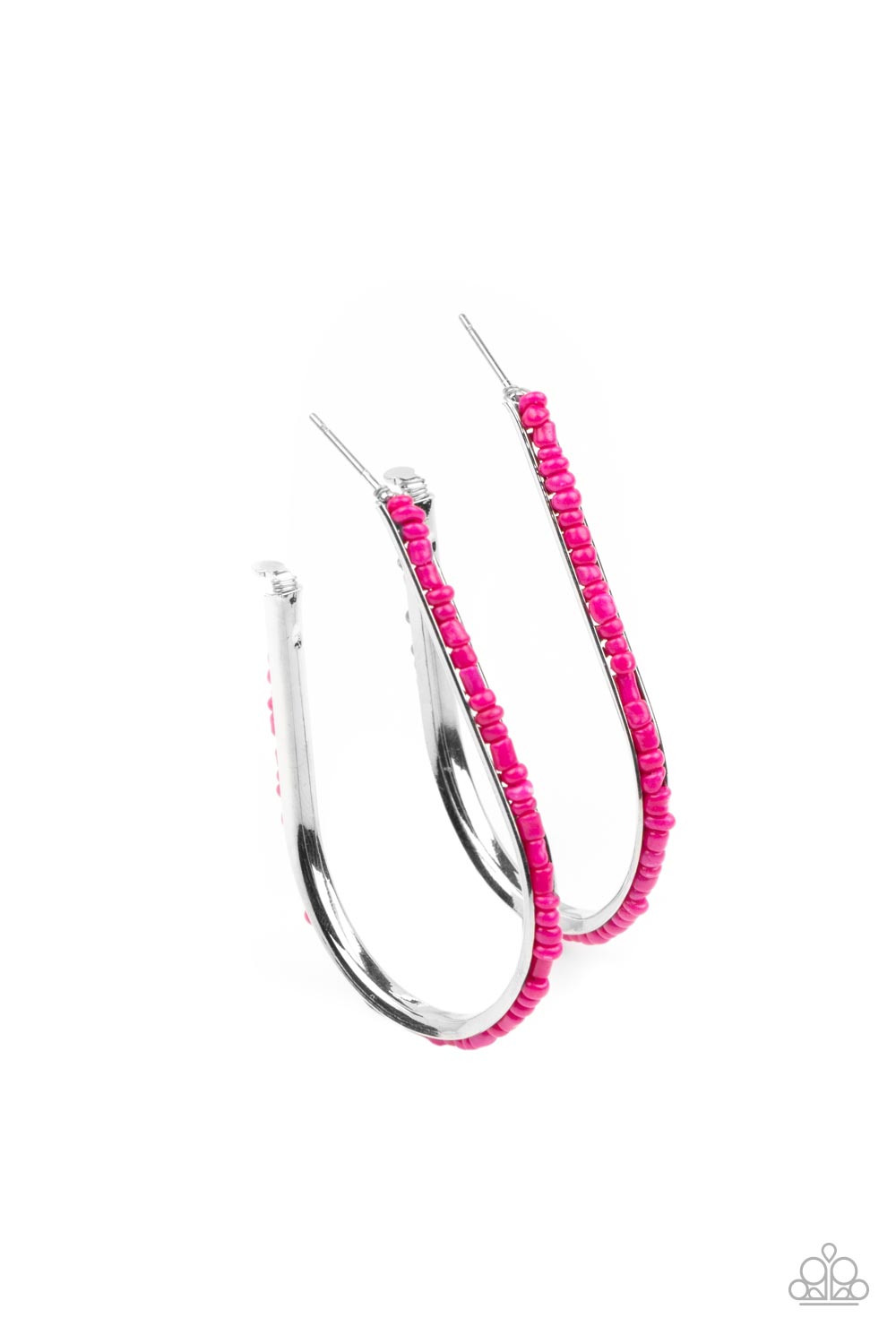 Beaded Bauble - Pink hoop earring 799