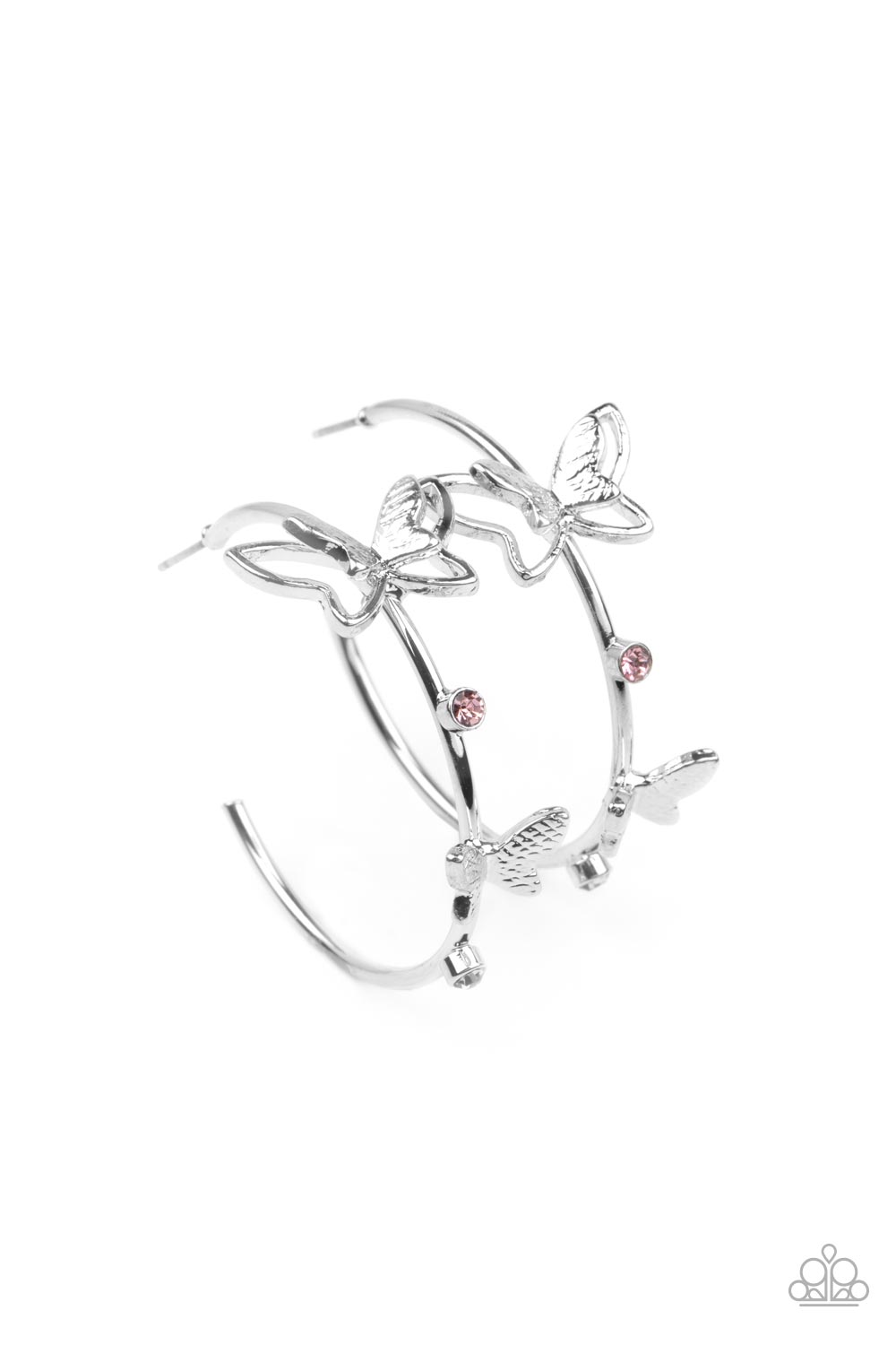 Full Out Flutter - Pink hoop earring D054