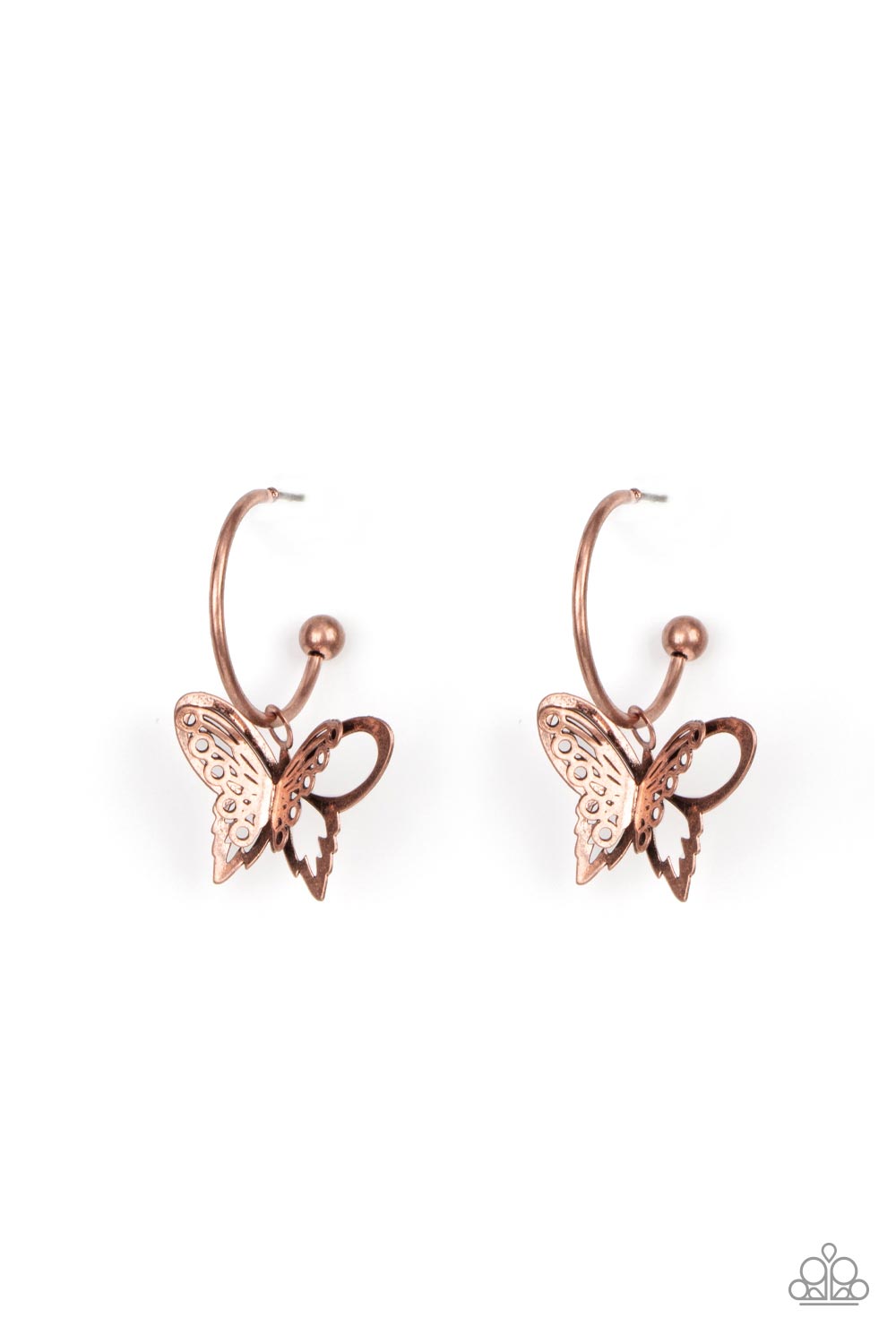 Butterfly Freestyle - Copper hoop earring A070