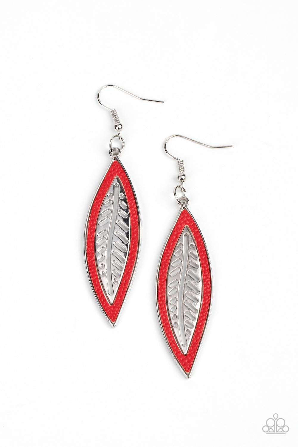 Leather Lagoon - Red earring B115