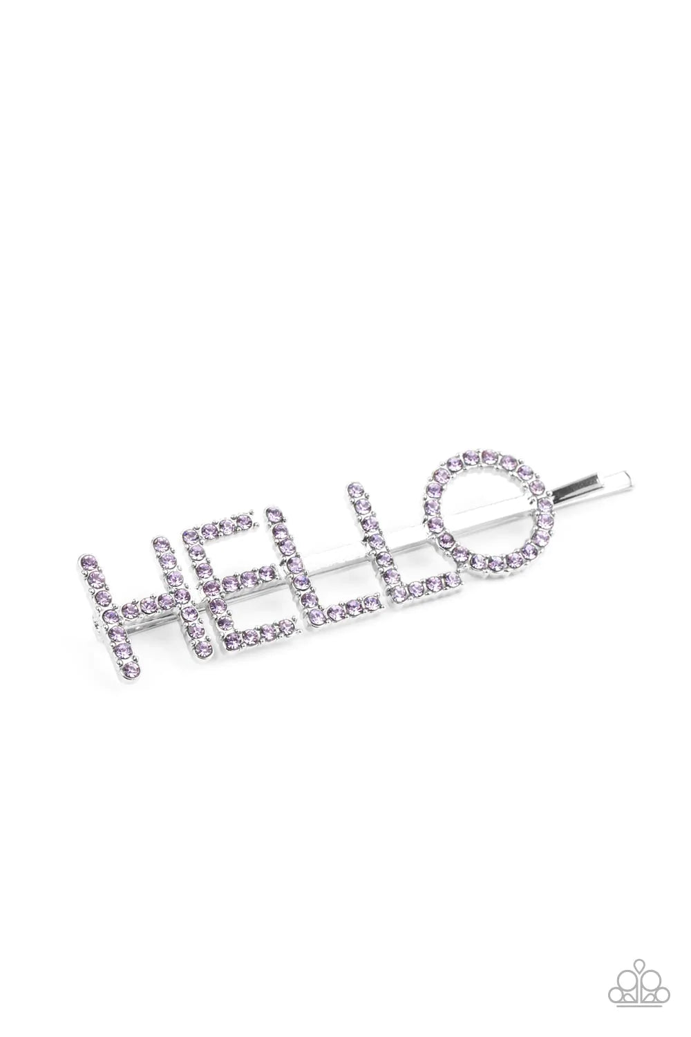 Hello There - Purple hair clip B109