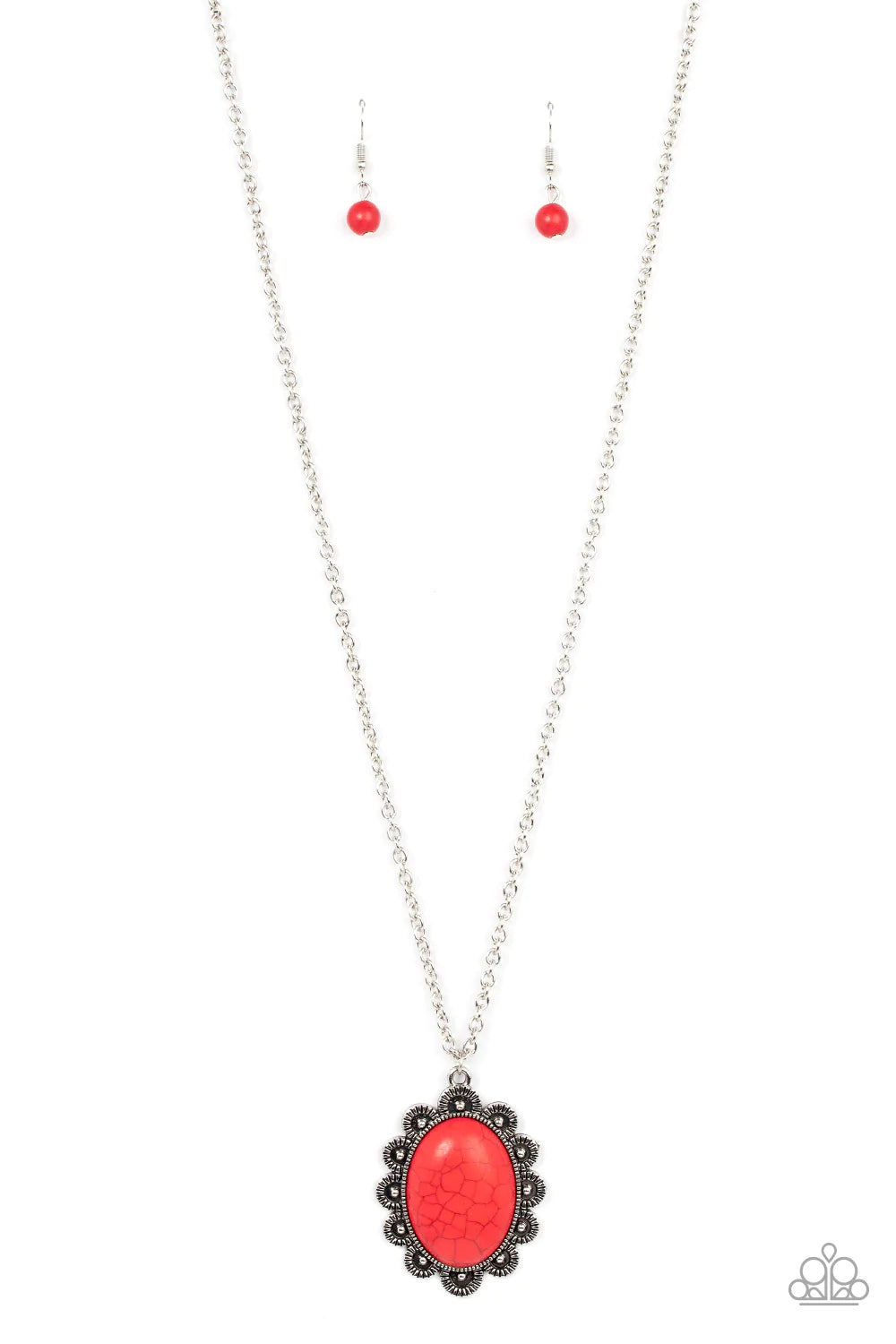 Daisy Dotted Deserts - Red necklace C013