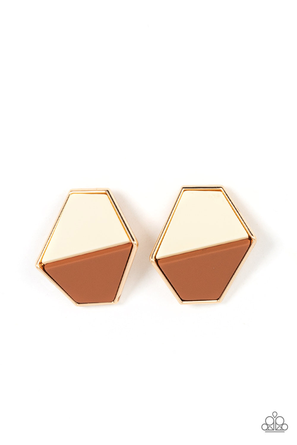 Generically Geometric - Brown post earring B122