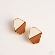Load image into Gallery viewer, Generically Geometric - Brown post earring B122
