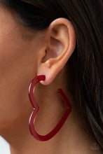 Load image into Gallery viewer, Heart-Throbbing Twinkle - Red hoop earring A075R
