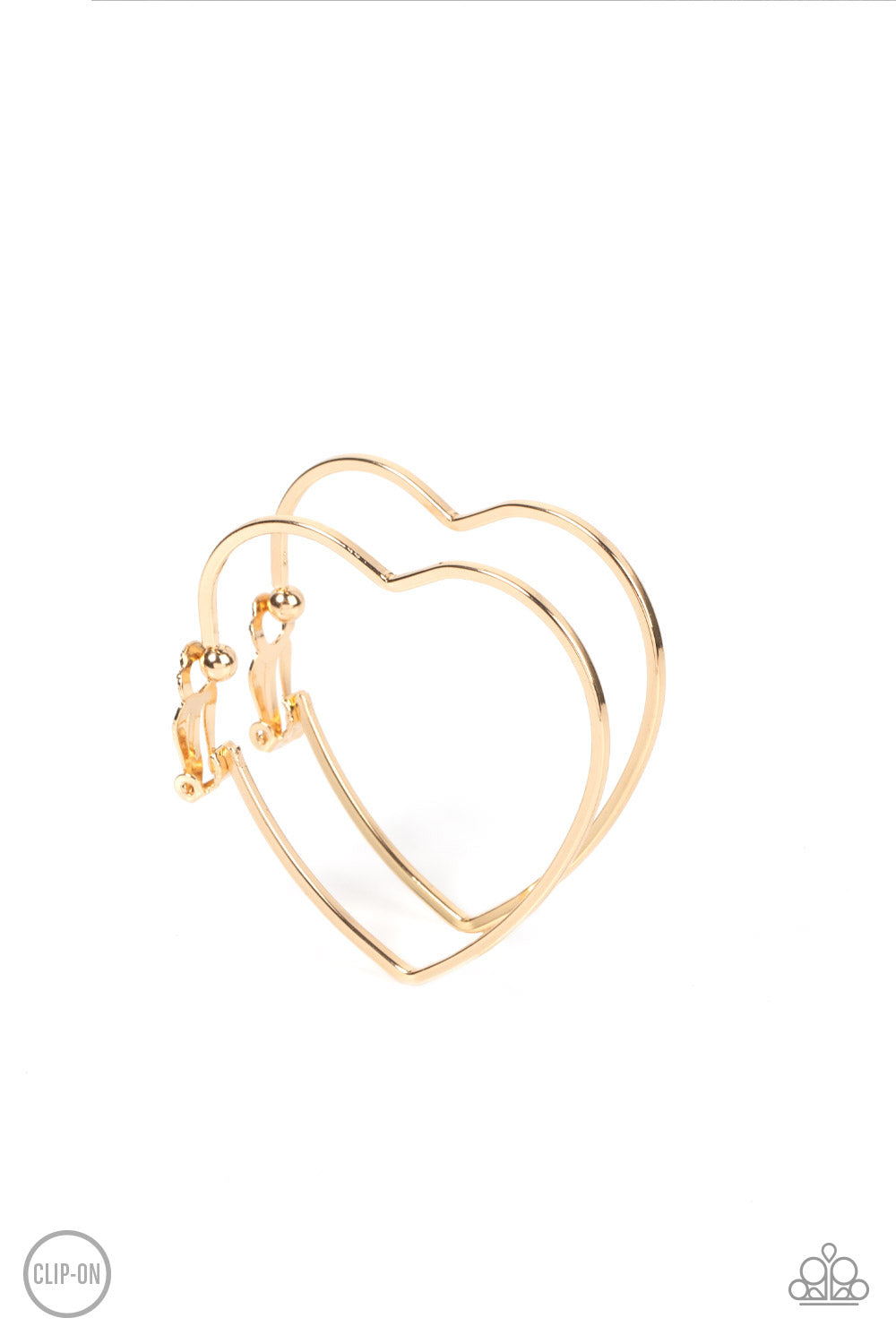 Harmonious Hearts - Gold clip-on hoop earring B128
