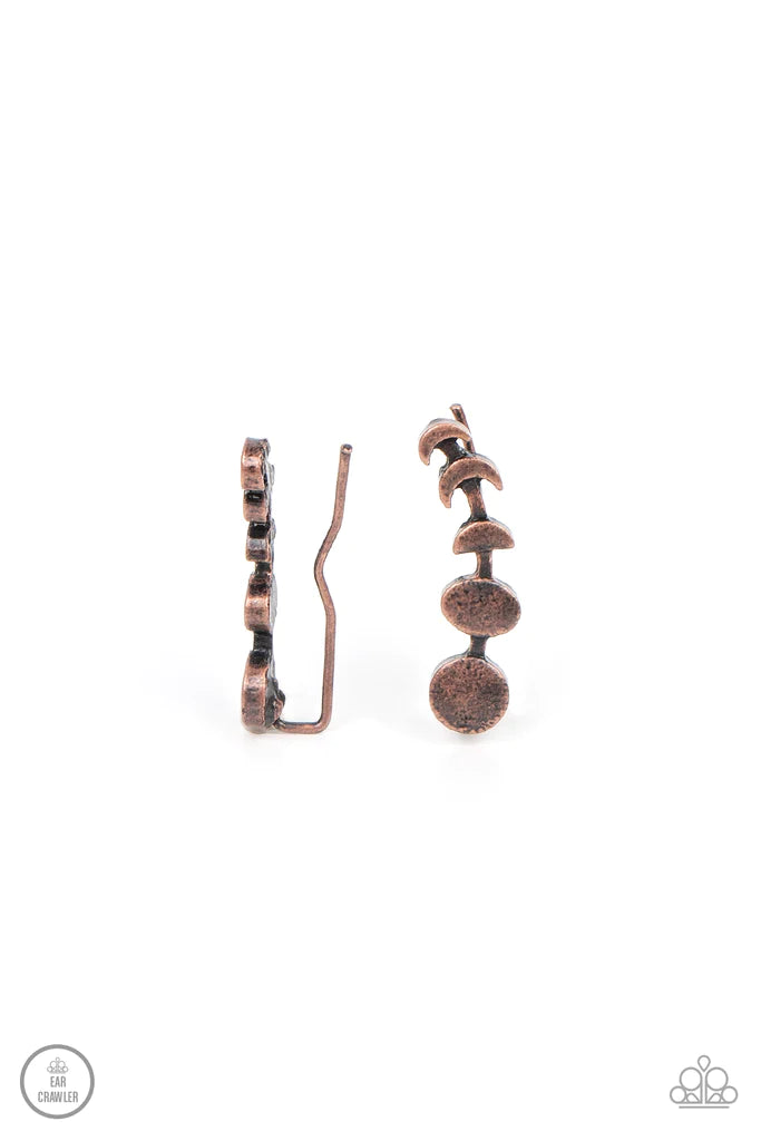 It's Just a Phase - Copper ear crawler earring C001