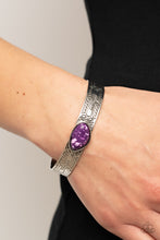 Load image into Gallery viewer, Gobi Glyphs - Purple cuff bracelet D067
