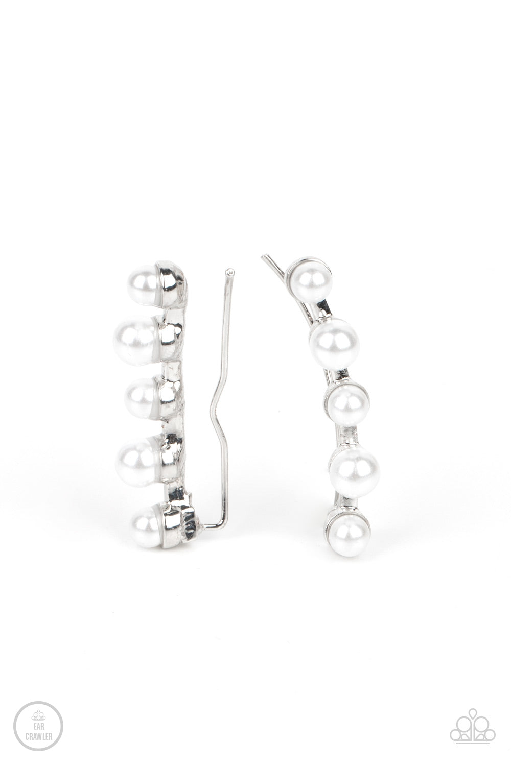 Drop-Top Attitude - White ear crawler earring C023C