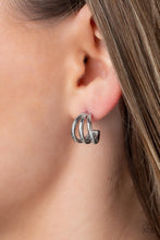 Load image into Gallery viewer, TRIPLE Down - Silver hoop earring C029

