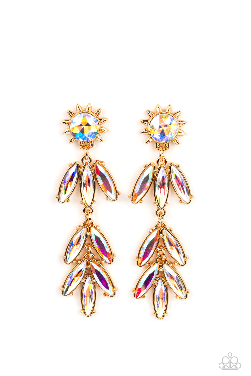 Space Age Sparkle - Gold post earring D003
