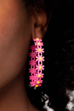 Load image into Gallery viewer, Daisy Disposition - Pink hoop earring B099
