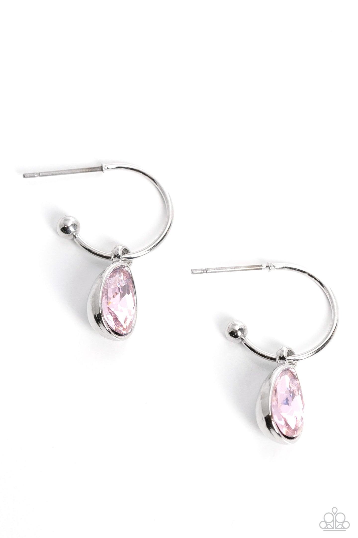 Teardrop Tassel - Pink hoop earring B127
