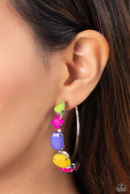 Load image into Gallery viewer, Geometric Gamer - Pink hoop earring D007
