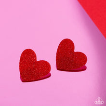 Load image into Gallery viewer, Sparkly Sweethearts - Red post earring D026
