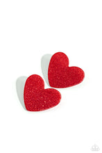 Load image into Gallery viewer, Sparkly Sweethearts - Red post earring D026
