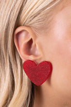 Load image into Gallery viewer, Sparkly Sweethearts - Red post earring D026
