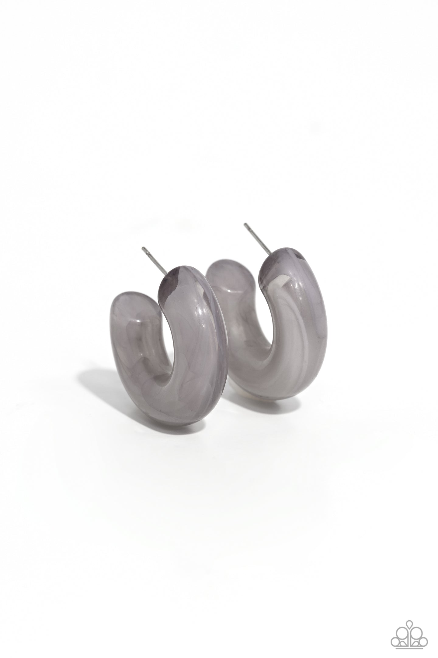 Acrylic Acclaim - Silver hoop earring B025