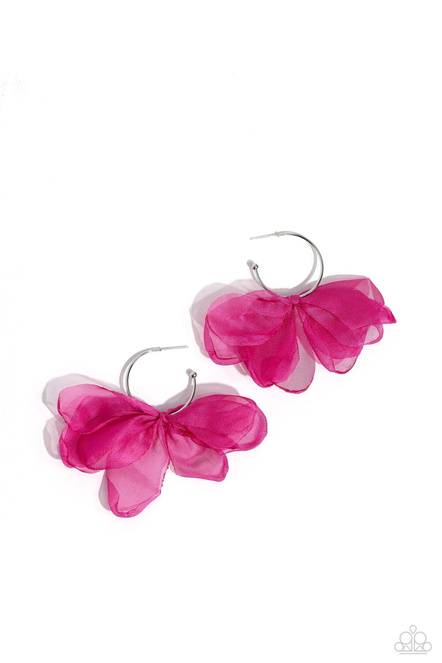 Chiffon Class - Pink hoop earring D042