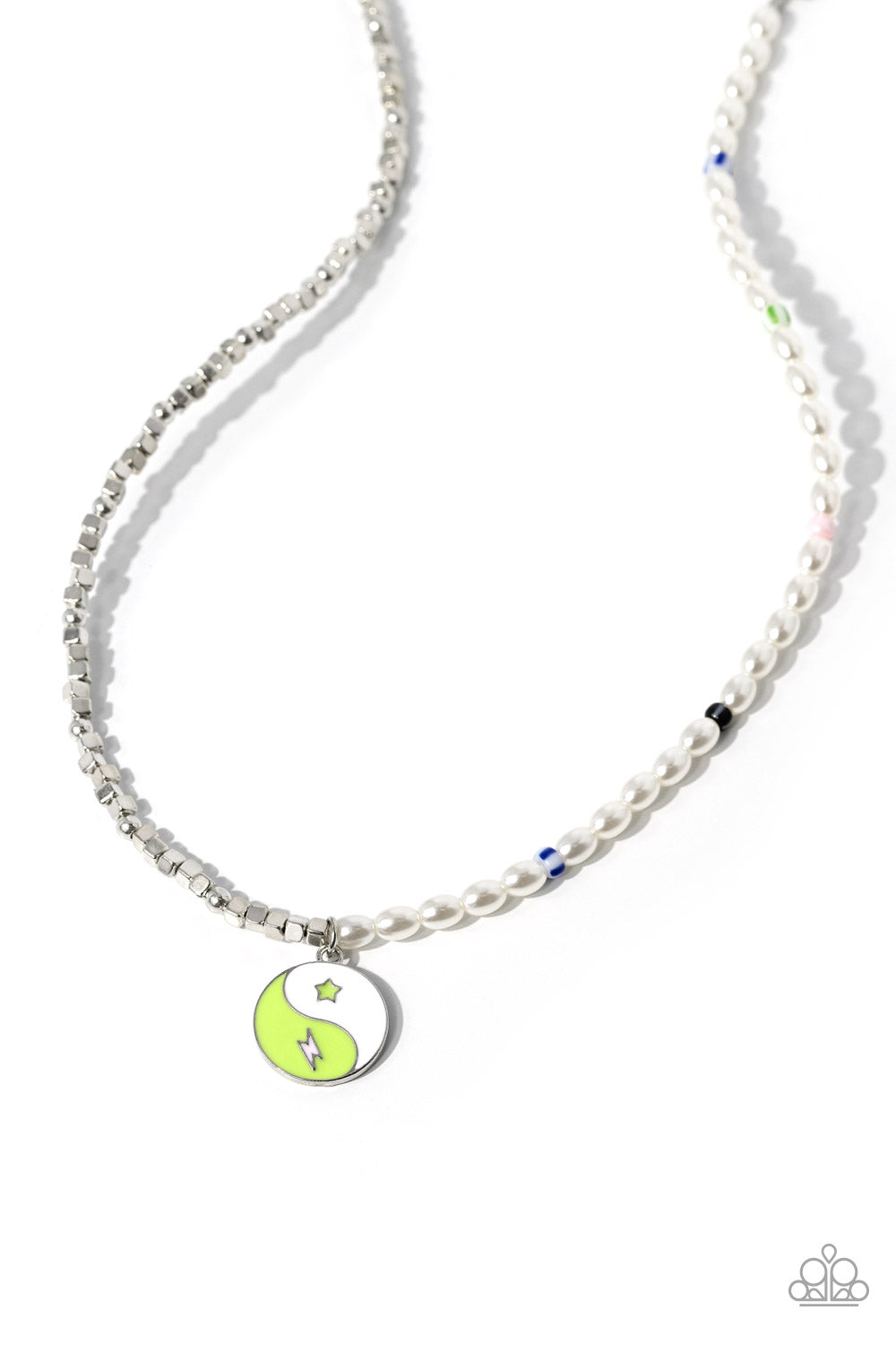 Youthful Yin and Yang - Green necklace A039