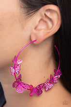 Load image into Gallery viewer, Shimmery Swarm - Pink hoop earring E080
