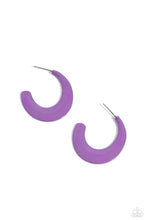 Load image into Gallery viewer, Fun-Loving Feature - Purple hoop earring D010
