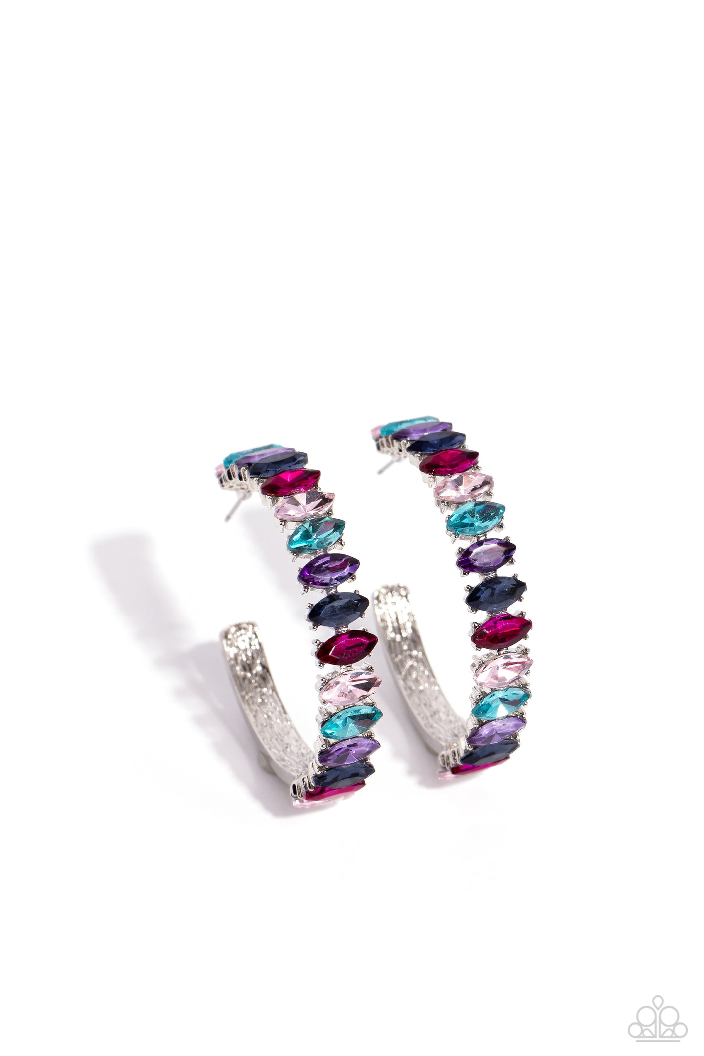 Rainbow Range - Multi Silver hoop earring A023