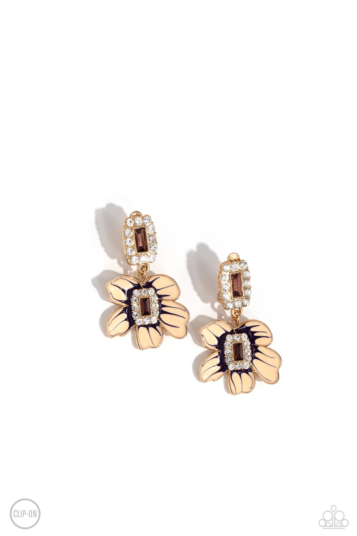 Colorful Clippings - Gold clip-on earring E010