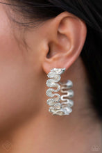 Load image into Gallery viewer, Resolutely Ruffled - White hoop earring  NOV 2023 FF E009
