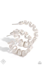 Load image into Gallery viewer, Resolutely Ruffled - White hoop earring  NOV 2023 FF E009
