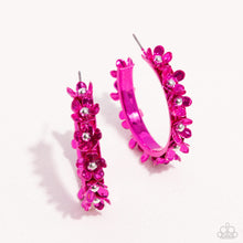 Load image into Gallery viewer, Fashionable Flower Crown - Pink hoop earring B091
