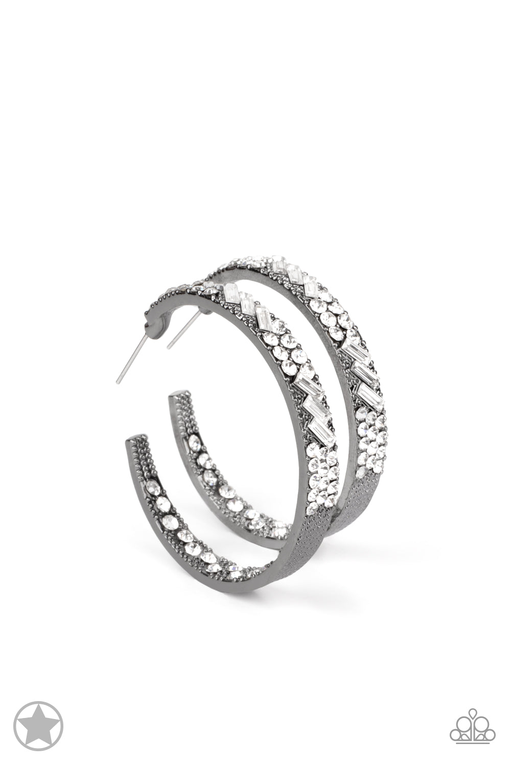 GLITZY By Association - Gunmetal hoop earring 644
