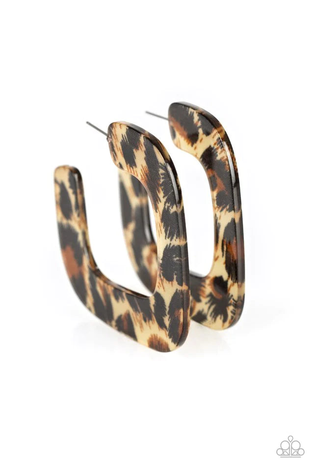 Cheetah Incognita - Brown hoop earring C001