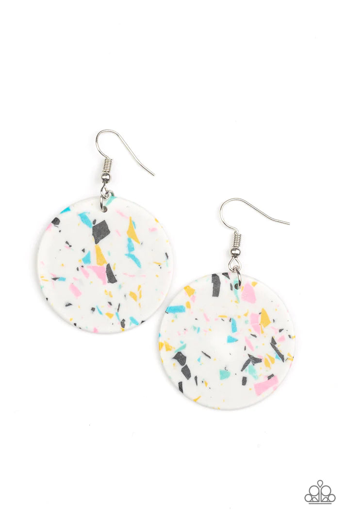 Tenaciously Terrazzo - White earring B010