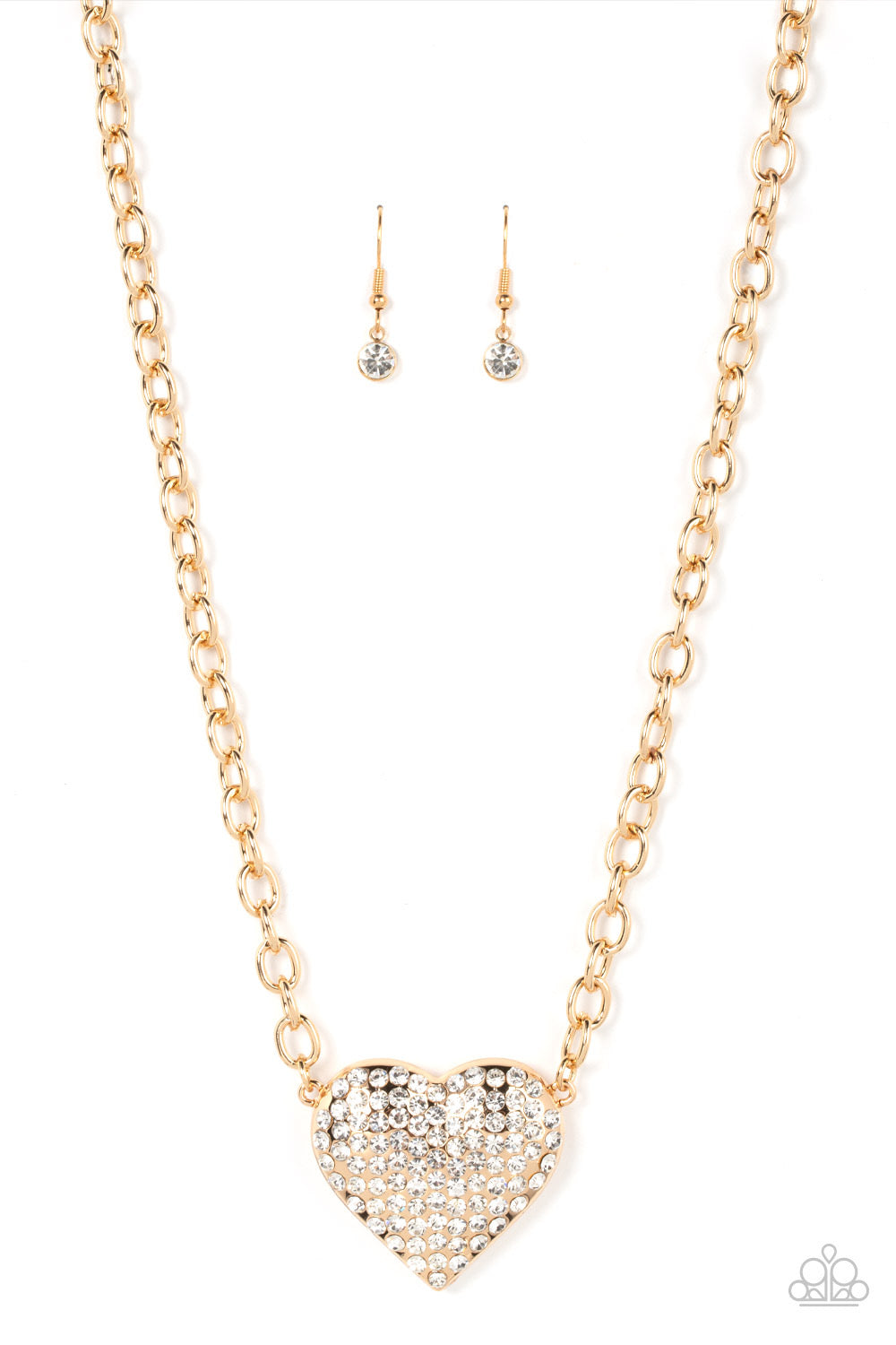 Heartbreakingly Blingy - Gold necklace D016